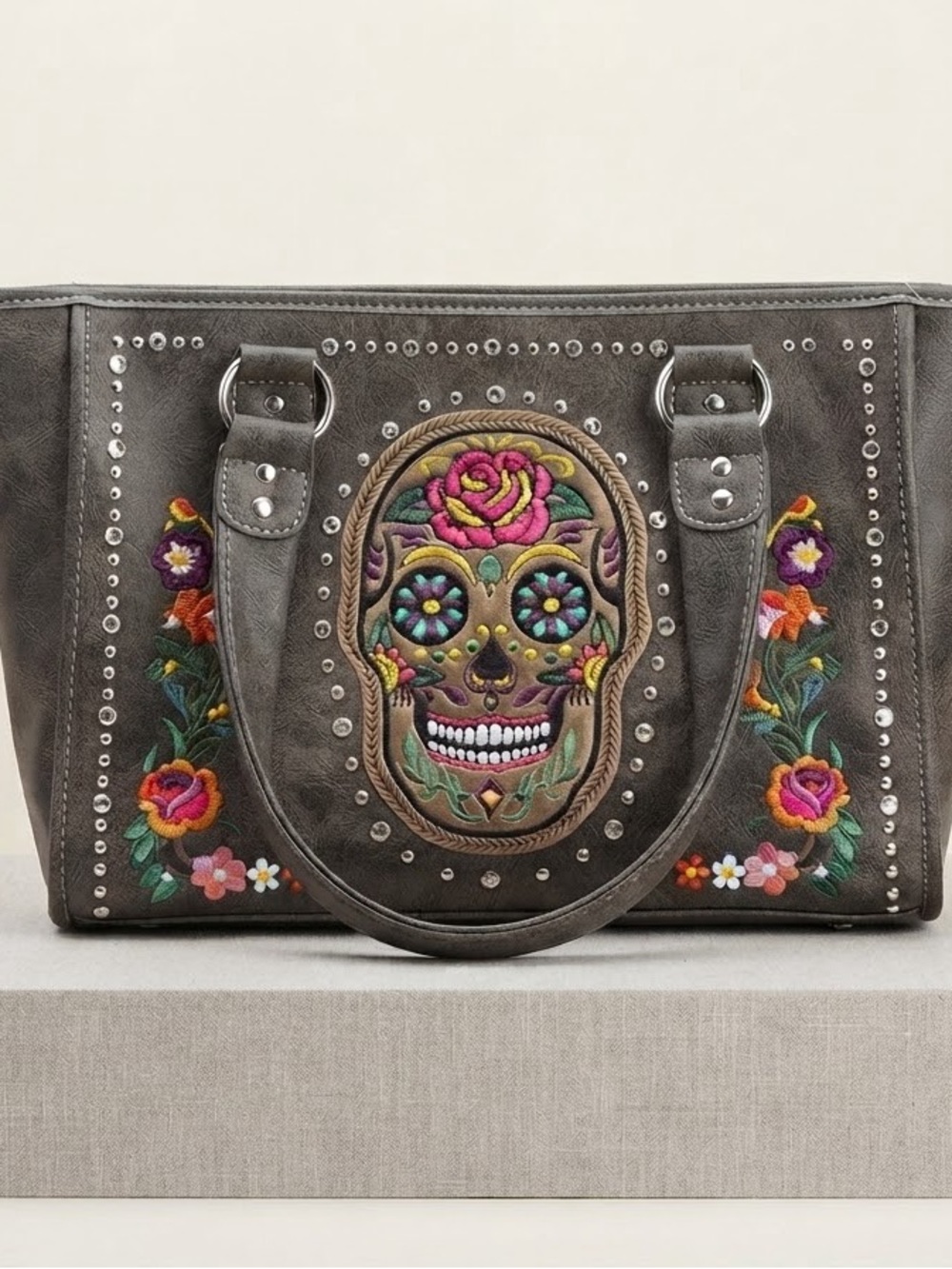 Brand New Embroidered Sugar Skull Western Conceal Carry Handbag